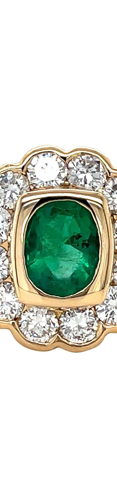 Vintage 18K Gold Cluster Ring with Emerald and Diamond